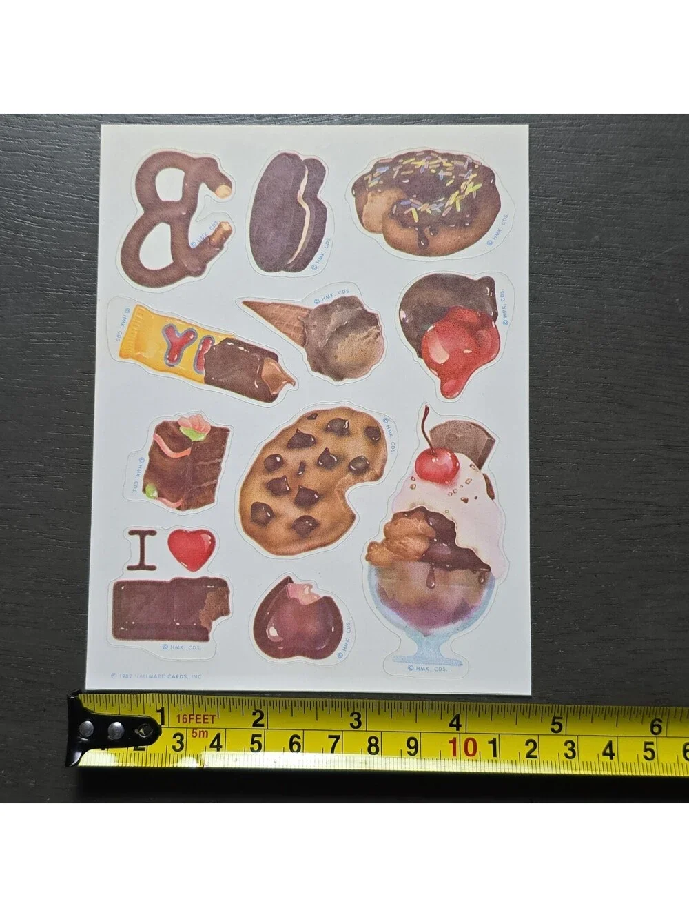 Rare 1982 Vintage  Hallmark Chocolate Matte Scratch & Sniff Sheet Stickers Food